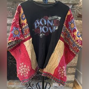 Kantha Bae Upcycled Bon Jovi Graphic Tee | One of a Kind | Boho Festival